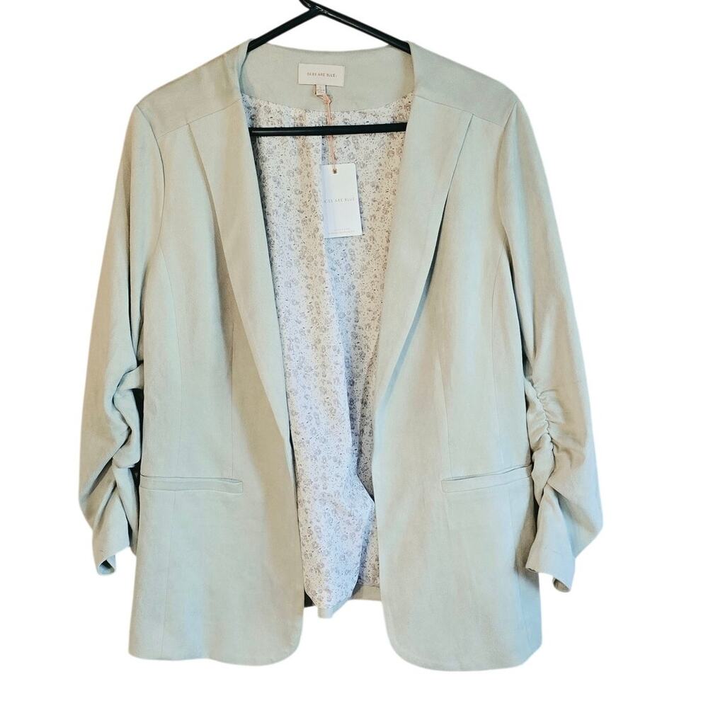 Skies are Blue Raja light mint soft blazer jacket size large nwt career travel